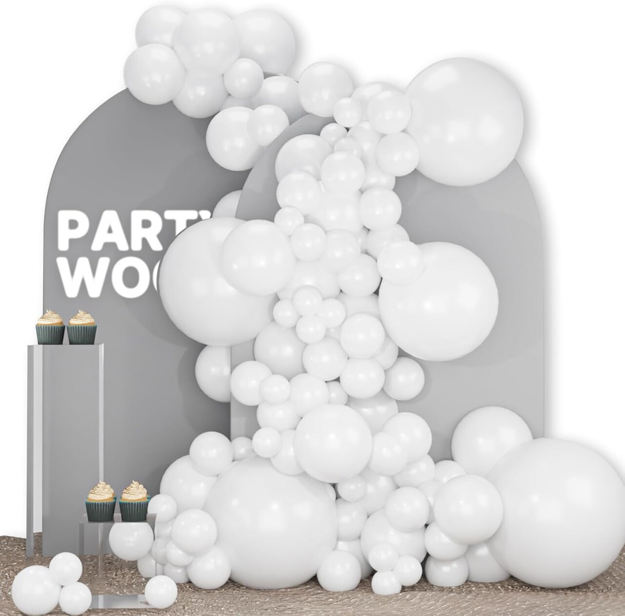 White Balloons 142 pcs Different Sizes Pack of 18 12 10 5 Inch Matte White Latex Balloon Arch Kit Garland for Wedding Bridal Graduation Baby Shower Birthday Party Decorations White-Y13